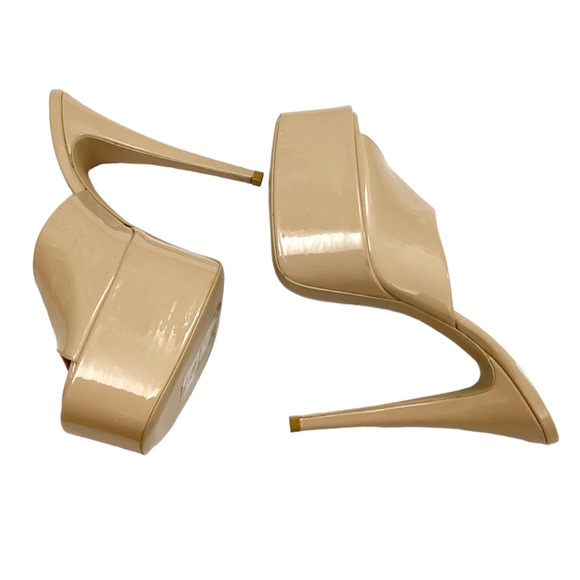 NIB Paris Texas Marina Patent Leather Platform Mule Sandals in Powder Size 8 - Picture 12 of 15